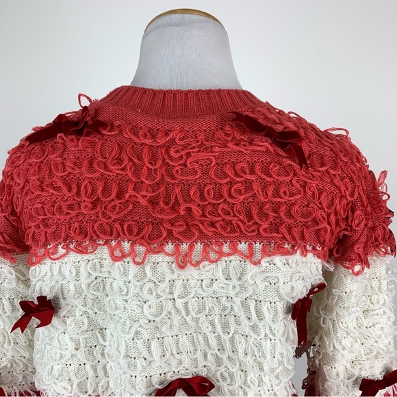 Mighty Fine Christmas Pink Bow Loop Cardigan Sweater Large - Picture 13 of 15
